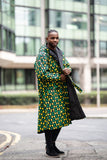 African Trench Coat in Green Ankara Print - Continent Clothing