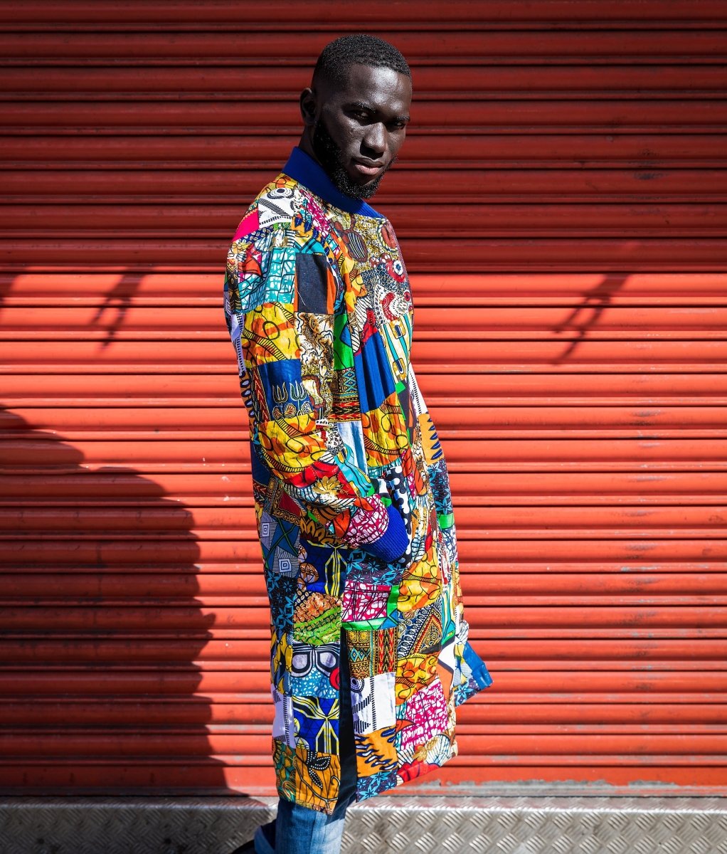 African Trench Coat in Patchwork- Festival Clothing - Continent Clothing