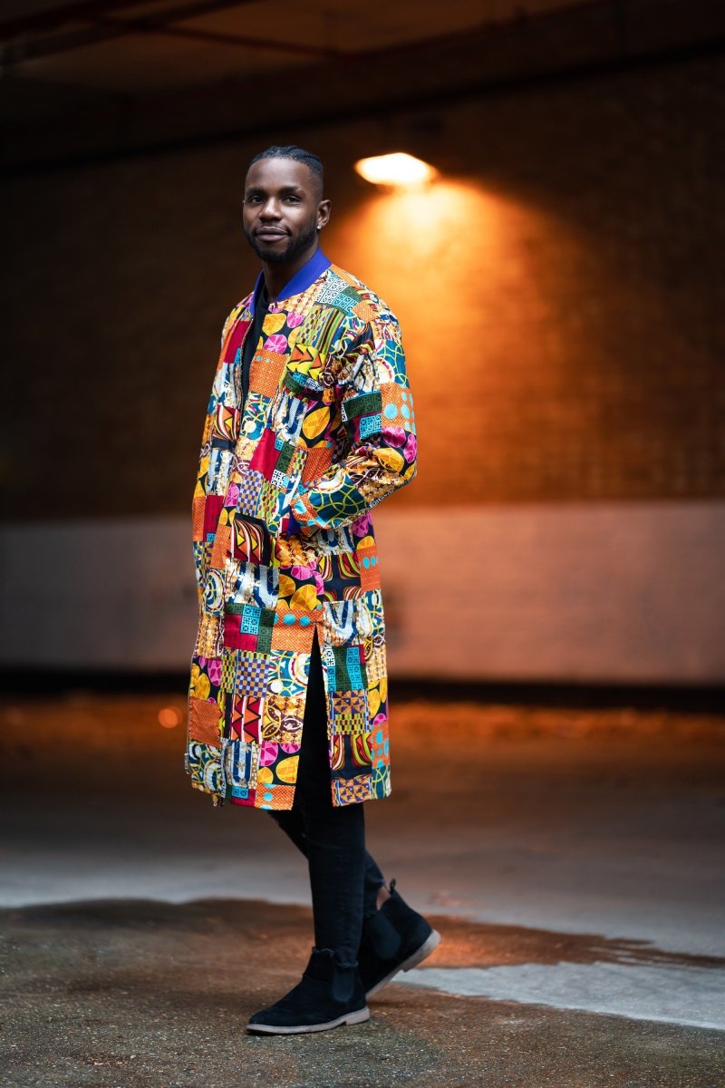 African Trench Coat in Patchwork- Festival Clothing - Continent Clothing