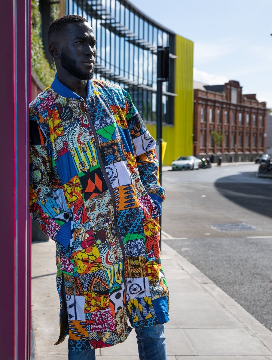 African Trench Coat in Patchwork- Festival Clothing - Continent Clothing
