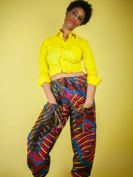 Pantaloni africani con stampa Ankara oro - Pantaloni Festival
