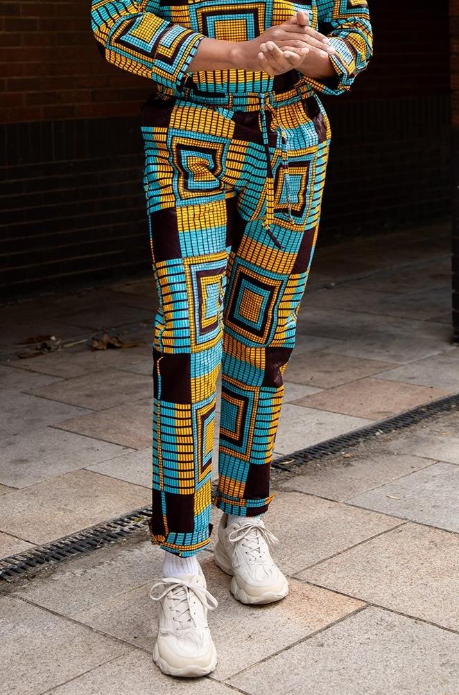 African Trousers In Blue Kente Print - Continent Clothing
