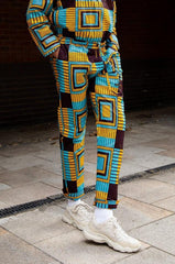 African Trousers In Blue Kente Print - Continent Clothing