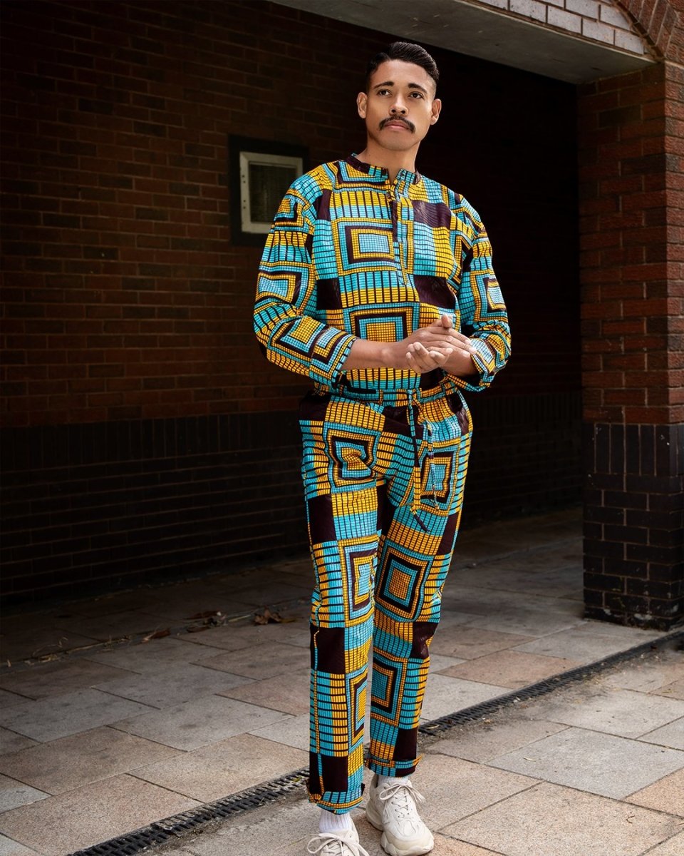 African Trousers In Blue Kente Print - Continent Clothing