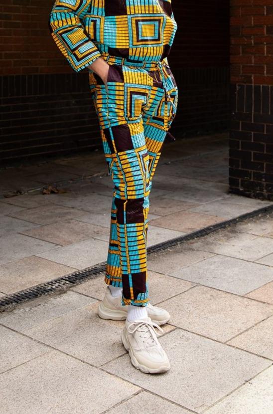 African Trousers In Blue Kente Print - Continent Clothing