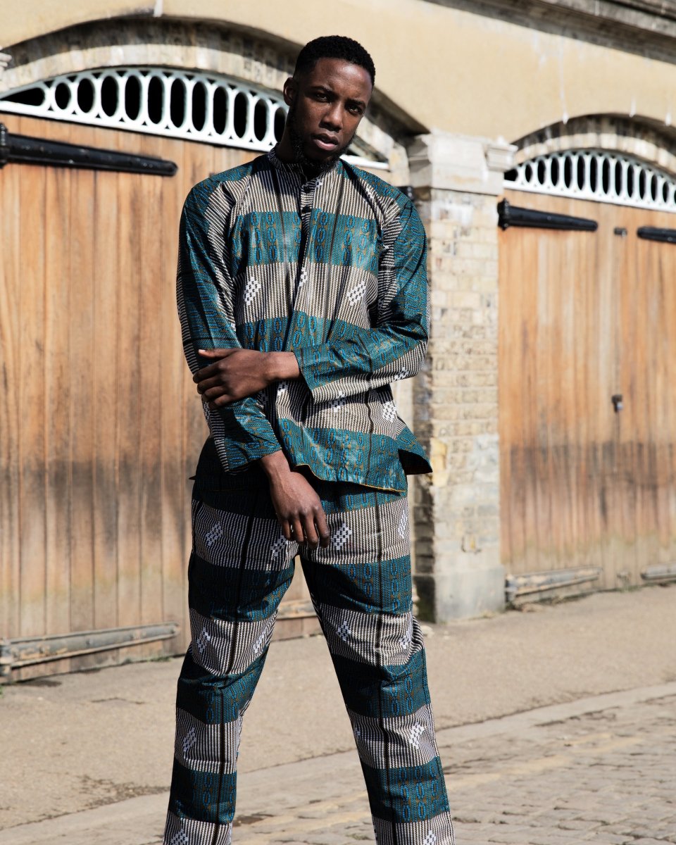 African Trousers In Electric Blue Kente Print - Continent Clothing