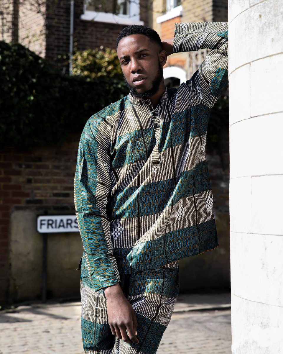 African Trousers In Electric Blue Kente Print - Continent Clothing