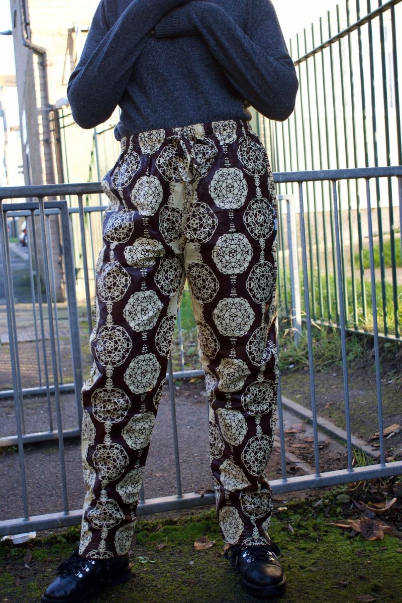 African Trousers in Gold Ankara Print - Festival Trousers - Continent Clothing 