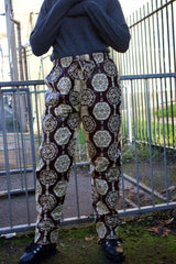 African Trousers in Gold Ankara Print - Festival Trousers - Continent Clothing
