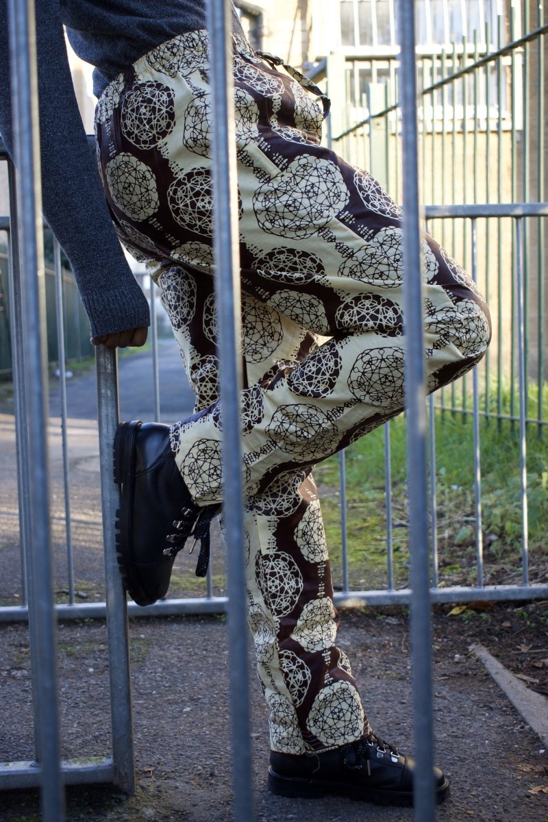 African Trousers in Gold Ankara Print - Festival Trousers - Continent Clothing