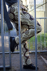 African Trousers in Gold Ankara Print - Festival Trousers - Continent Clothing