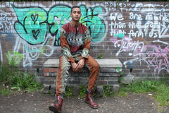 African Trousers in Orange and Red Ankara, Festival Trousers - Continent Clothing