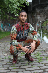 African Trousers in Orange and Red Ankara, Festival Trousers - Continent Clothing