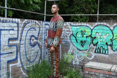 African Trousers in Orange and Red Ankara, Festival Trousers - Continent Clothing