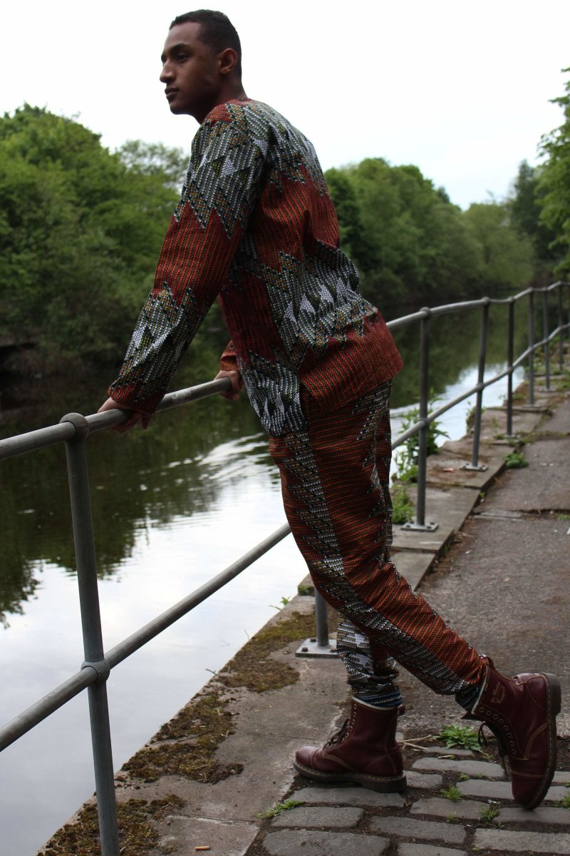 African Trousers in Orange and Red Ankara, Festival Trousers - Continent Clothing
