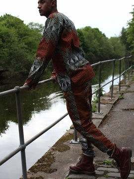 Pantalones africanos en Ankara naranja y rojo, pantalones Festival