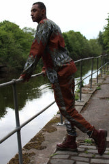 African Trousers in Orange and Red Ankara, Festival Trousers - Continent Clothing