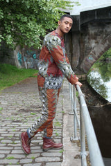 African Trousers in Orange and Red Ankara, Festival Trousers - Continent Clothing