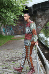 African Trousers in Orange and Red Ankara, Festival Trousers - Continent Clothing
