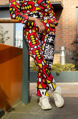 African Trousers In Red Sumakaka Print - Continent Clothing