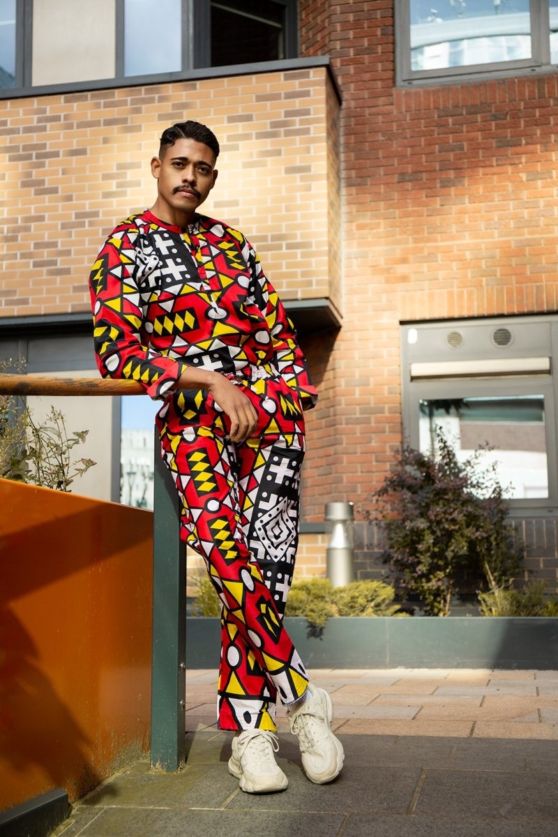 African Trousers In Red Sumakaka Print - Continent Clothing