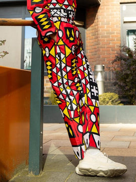 Pantalones africanos en rojo Sumakaka impresión