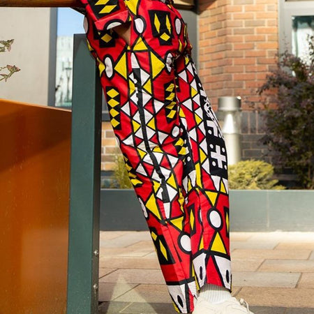 Afrikanische Hosen In Red Sumakaka Print