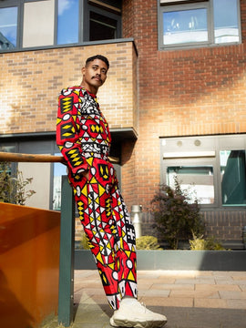Pantalones africanos en rojo Sumakaka impresión