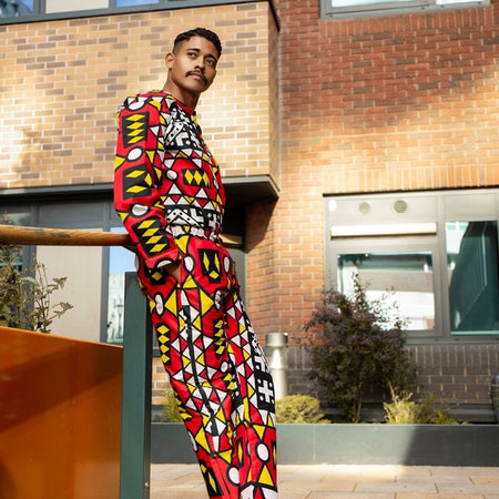 Afrikanische Hosen In Red Sumakaka Print
