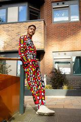 African Trousers In Red Sumakaka Print - Continent Clothing
