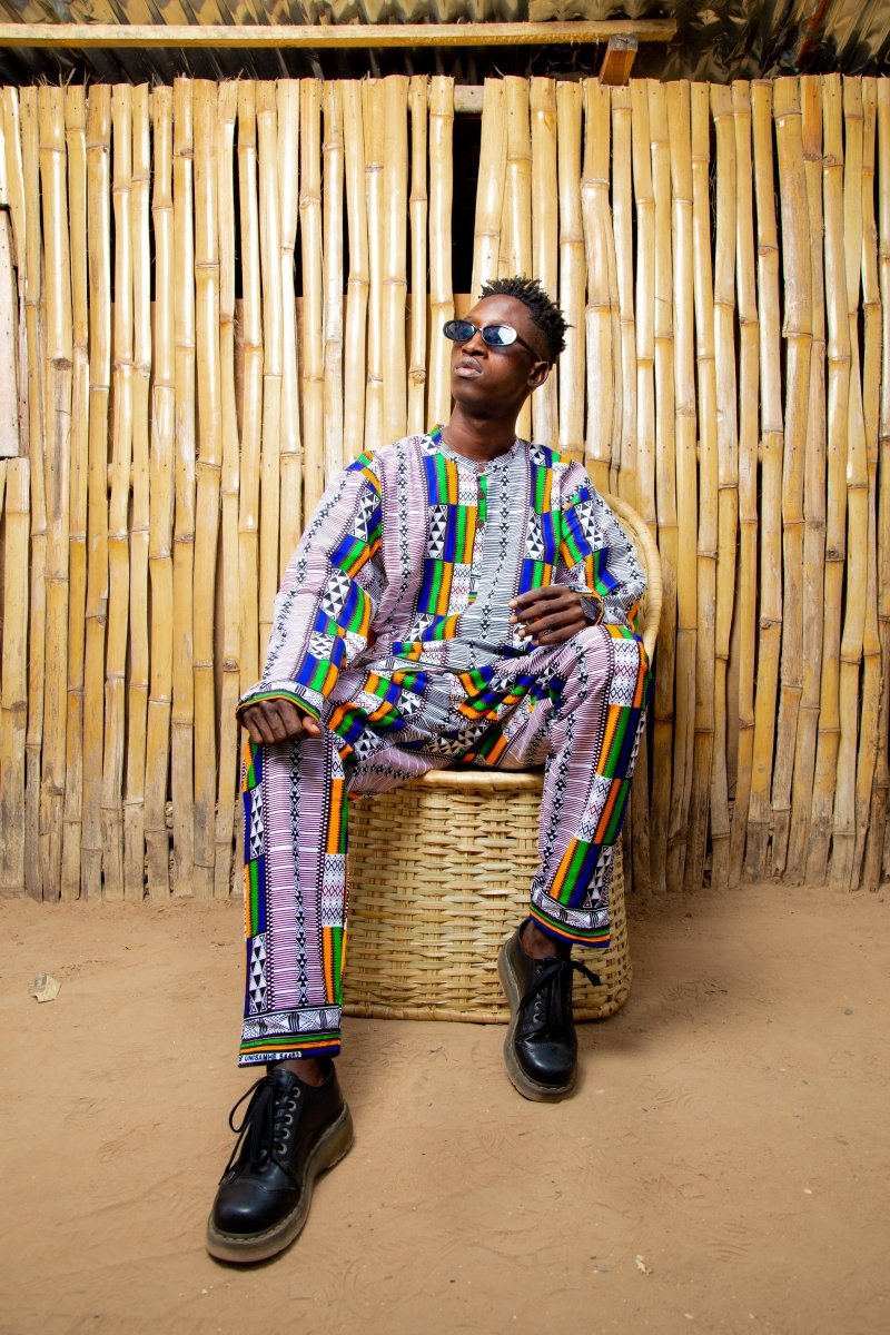 African Trousers In White Kente - The Continent Clothing