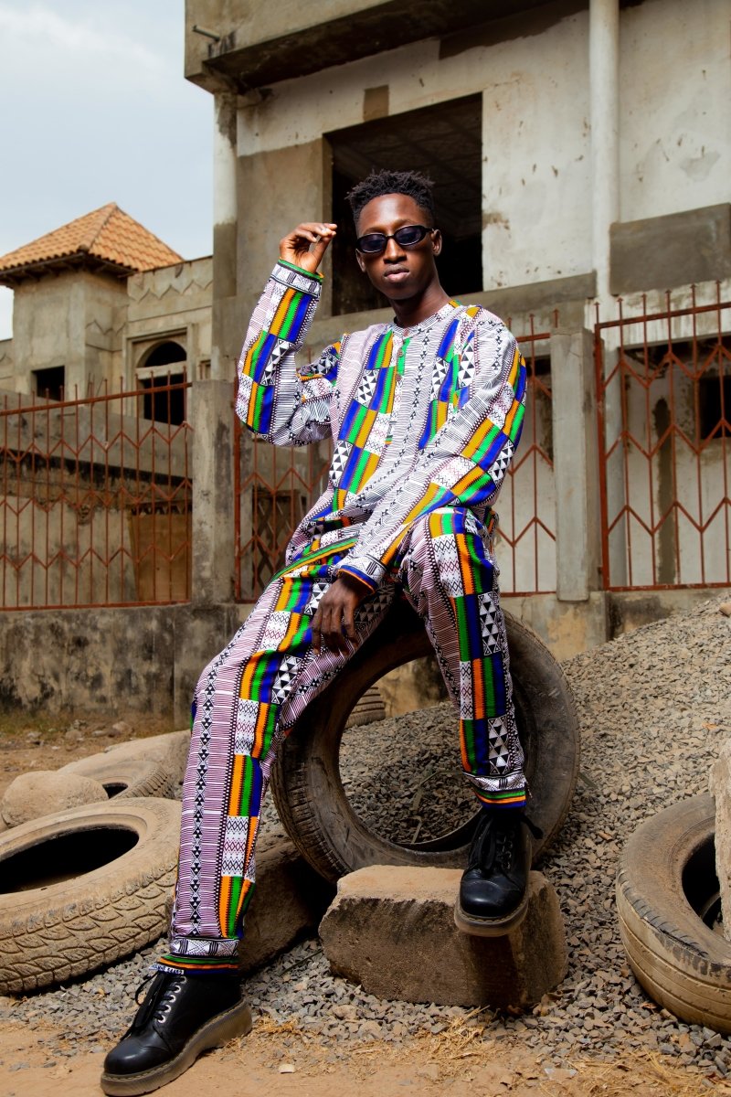 African Trousers In White Kente - The Continent Clothing
