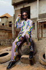 African Trousers In White Kente - The Continent Clothing