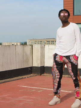 Pantalon/pantalon africain en Dashiki noir