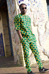 African Trousers/Pants in Green Ankara - Festival Trousers - Continent Clothing