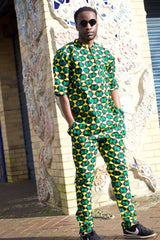 African Trousers/Pants in Green Ankara - Festival Trousers - Continent Clothing