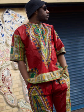 Pantalon/pantalon africain en Dashiki rouge - Pantalon festival
