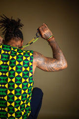 African Waistcoat in Green Ankara - Reversible - Continent Clothing