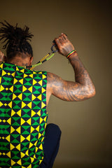 African Waistcoat in Green Ankara - Reversible - Continent Clothing 