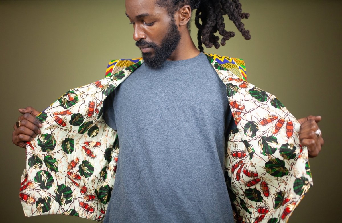 African Waistcoat in Orange Kente - Continent Clothing