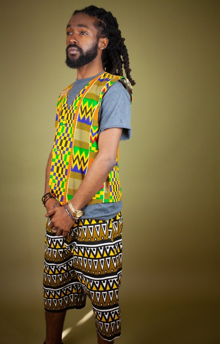 African Waistcoat in Orange Kente - Continent Clothing