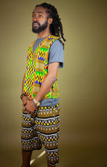 African Waistcoat in Orange Kente - Continent Clothing