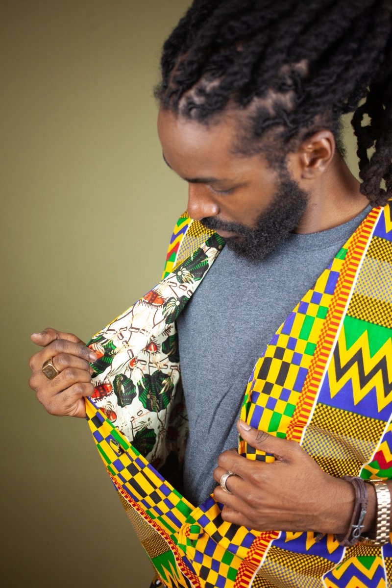 African Waistcoat in Orange Kente - Continent Clothing