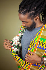 African Waistcoat in Orange Kente - Continent Clothing