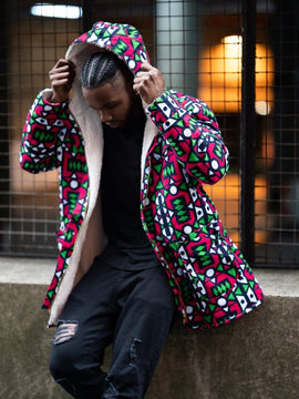 Red Dashiki Winter Coat-African Coat-African Parka