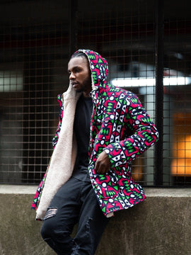 Red Dashiki Winter Coat-African Coat-African Parka