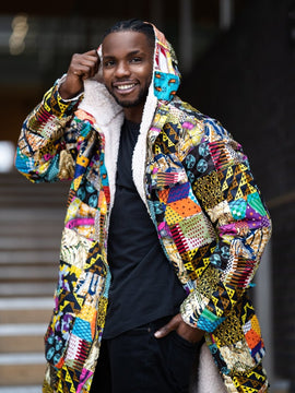 African Winter Coat in Patchwork