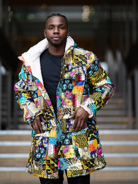 African Winter Coat in Patchwork