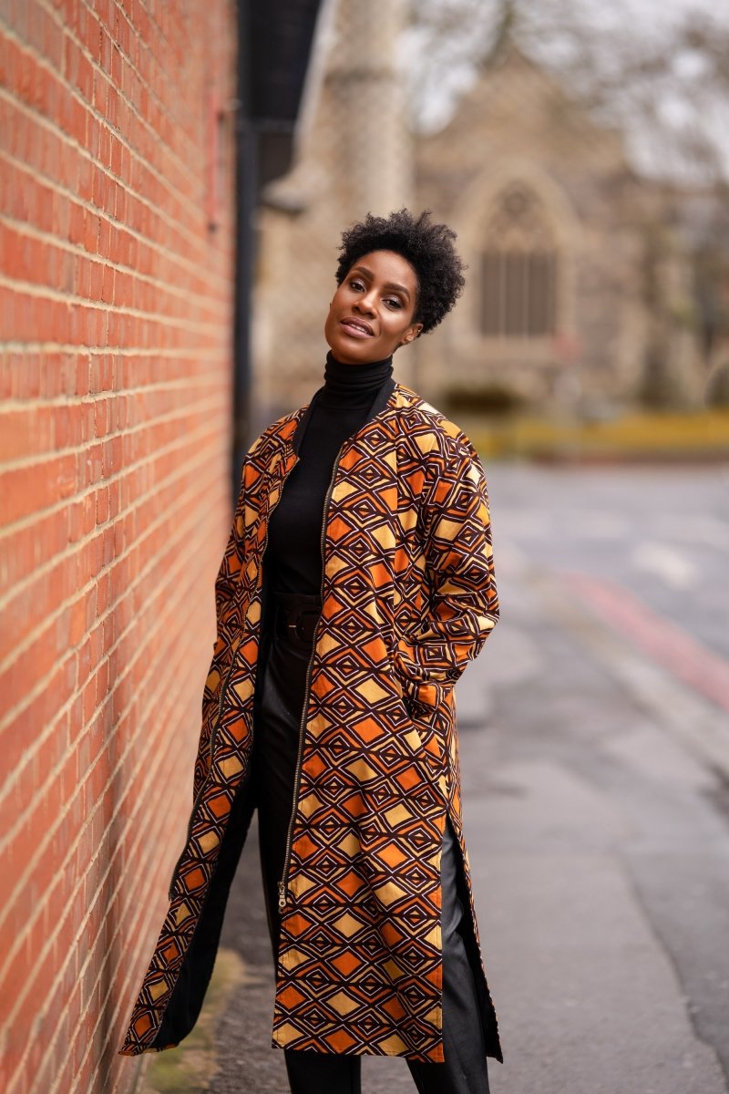 African Winter Coat in Warming Orange - Continent Clothing