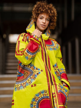 Maglietta d'inverno africana in Dashiki verde